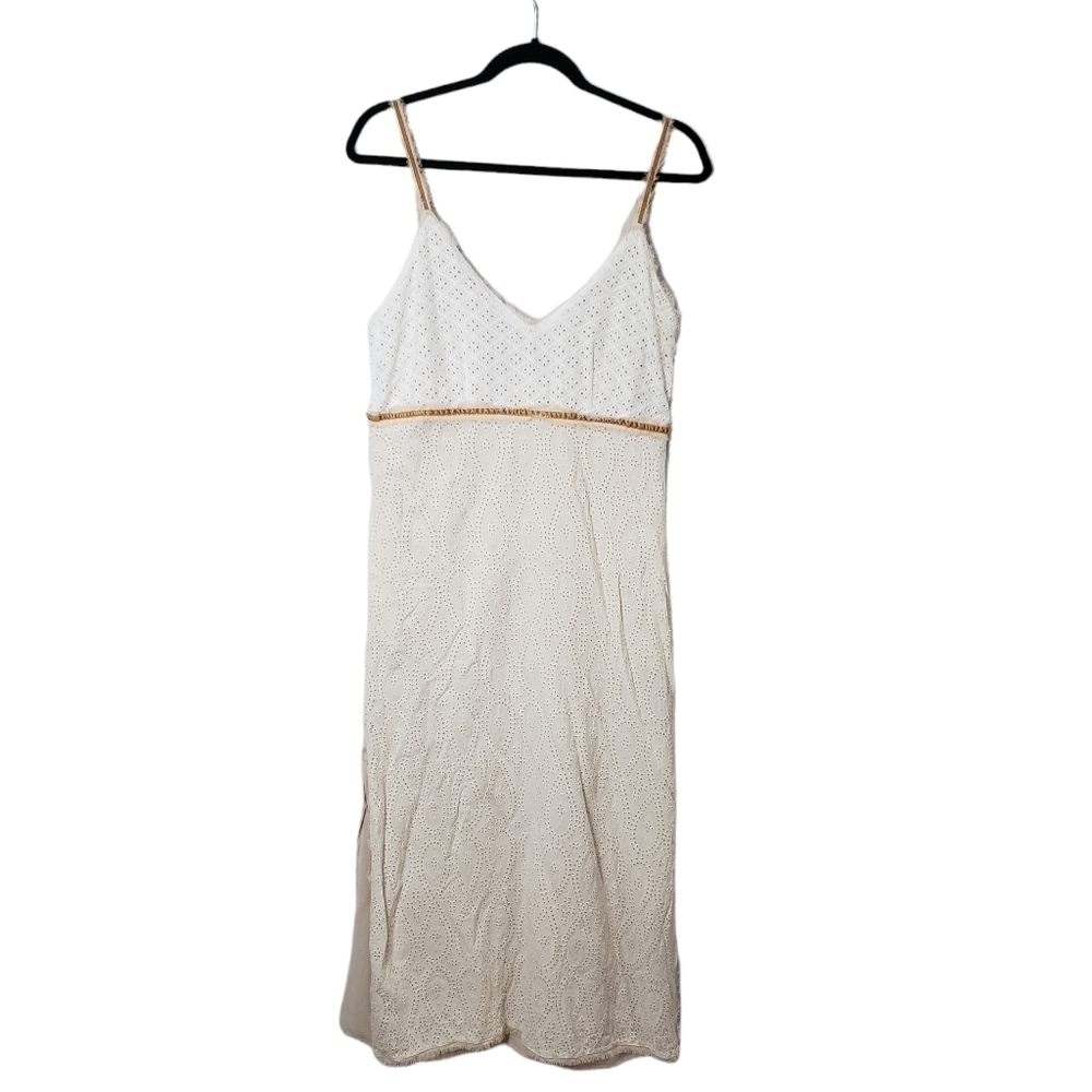 Zara Studio Limited Edition Eyelet Spaguetti Straps Ivory Dress Size Medium